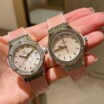 Hublot Lady 33mm Swiss Ronda Quartz Movement Pink Leather Strap Replica Watch